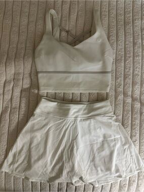 Lululemon White Sport Bra and Skirt Set
